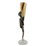 Romanian Style Art Glass Vase with Metal Accent