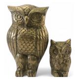 Pair of Cast Brass Owl Figurines