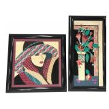 Two Framed Art Deco Style Needlepoint Artworks