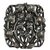 Vintage Silver-Tone Pierced Floral Brooch