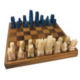 Carved Onyx Aztec Style Chess Set 15.5x16 Board