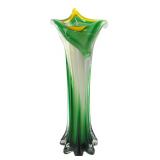 Jack in the Pulpit Art Glass Vase 13 H