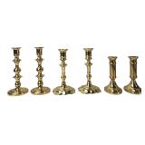 Set of Six Baldwin Brass Candlesticks