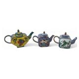 Set of Three Miniature Enamel Teapots