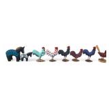 8 Folk Art Carved Wood Animals