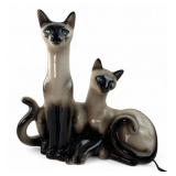 Mid-Century Ceramic Siamese Cat TV Lamp