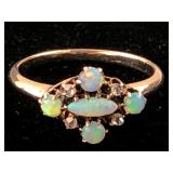 10K Yellow Gold Opal and Diamond Ring