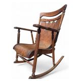 Antique Tiger Oak Bentwood Rocking Chair