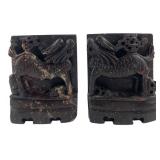 Pair of Carved Stone Qilin Bookends