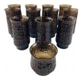 Anchor Hocking Brown Bark Textured Glasses Set 12