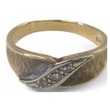 14K Gold Three-Stone Swirl Ring, Sz 7.5