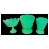 VTG Fenton Satin Custard Glass Compotes Lot of 3