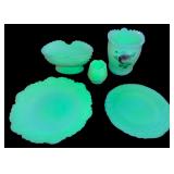 VTG 5pc Custard Uranium Glass Lot