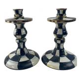 MacKenzie-Childs Courtly Check Candlesticks Pair