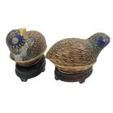 Pair of Chinese Cloisonnï¿½ Bird Trinket Boxes