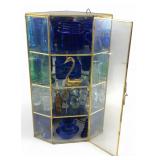 VTG Brass & Glass Corner Cabinet w/ Miniatures