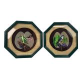 VTG N. David Painted Skeleton Leaf Bird Art Pr.