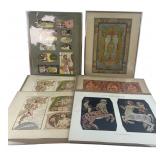 6 Art Nouveau Decorative Lithograph Prints