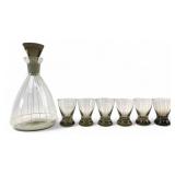 Italian Hand Blown Glass Decanter & 6 Glasses