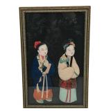 Asian Reverse Glass Painting Two Figures
