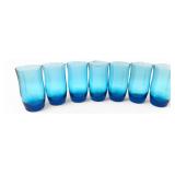 VTG Anchor Hocking Laser Blue Flair Tumblers