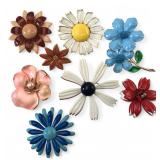 VTG Kramer & Enamel Flower Pin Lot