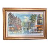 Signed Impressionist Street Scene Painting