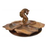 Philippine Monkey Pod Wood Seahorse Lazy Susan