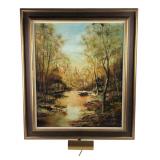 Signed R. Tiy Framed Landscape Oil Painting