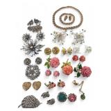 VTG Pell Mixed Costume Jewelry Brooches Earrings