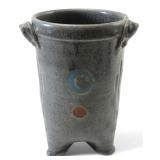 Signed Studio Art Pottery Tripod Vase