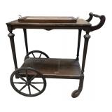 Vintage Wooden Tea Cart with Removable Tray