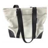 Coach F11201 White & Brown Leather Tote Bag