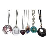 Six Assorted Art Glass Pendant Necklaces