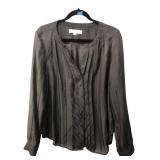 Ann Taylor Loft Striped Long Sleeve Blouse L