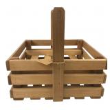 Rustic Slatted Wood Gathering Basket