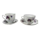 Duchess & Embassy Ware Violet Teacups & Saucers