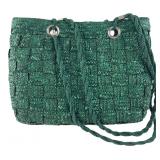 Green Woven Straw Tote Bag