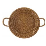 Round Woven Wicker Serving Tray 18"