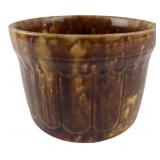 Brown Rockingham Style Ribbed Ceramic Crock
