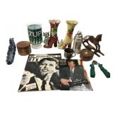 Mixed Collectibles Lot RFK Magazine 7UP Glass