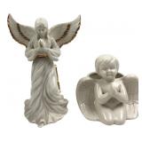 Ceramic Praying Angel Figurine & Planter Set