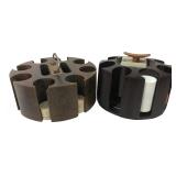 Brown Plastic Poker Chip Carousel Set