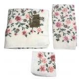 NOS Martex Floral Cotton 3-Piece Towel Set