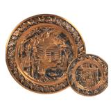 Set of 2 Embossed Copper Americana Wall Plates