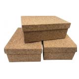 Set of Three Cork Covered Storage Boxes