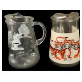 Vintage Glass Pitchers B.C. Comic & Tigers