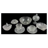 Clear Cube Pattern Pressed Glass Assortment