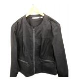 Sejour Black Zip-Up Cotton Blend Jacket Size 14W