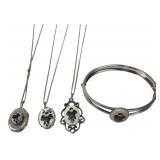 4pc Signed Thielk Painted Floral Jewelry Lot